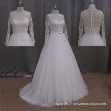 En gros nouveau modèle manches longues robe de mariée robe de mariée